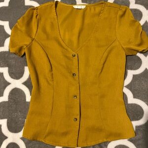 Elegant Mustard Button-Down Women's Shirt